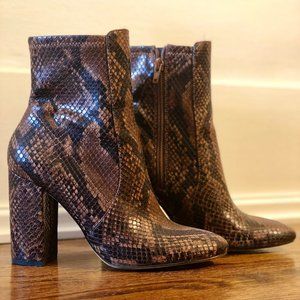 Brown Snakeskin Ankle Boots